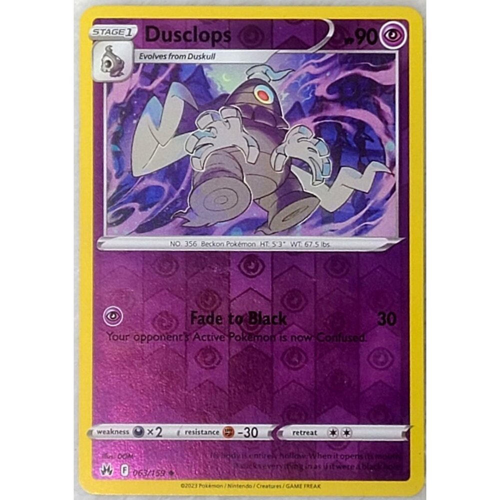 2023 Pokemon Sword & Shield Crown Zenith 063/159 Dusclops Reverse Holo Uncommon